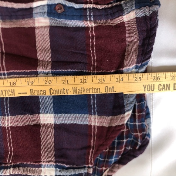 Kismet Plaid Button-Up Shirt in Blue and Burgundy - Picture 9 of 11